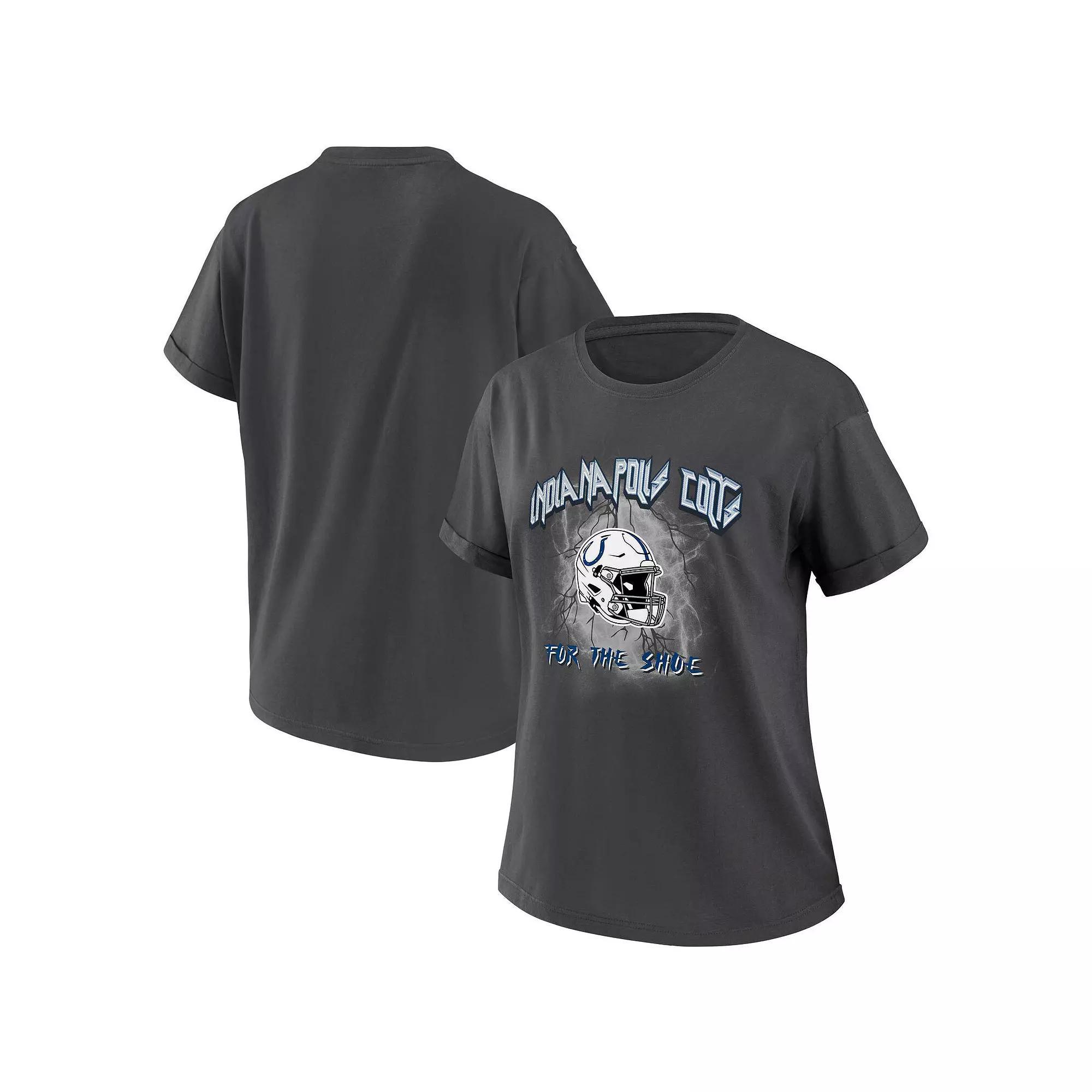 Women's WEAR by Erin Andrews Charcoal Indianapolis Colts Boyfriend T-Shirt, Size: Small Product Image