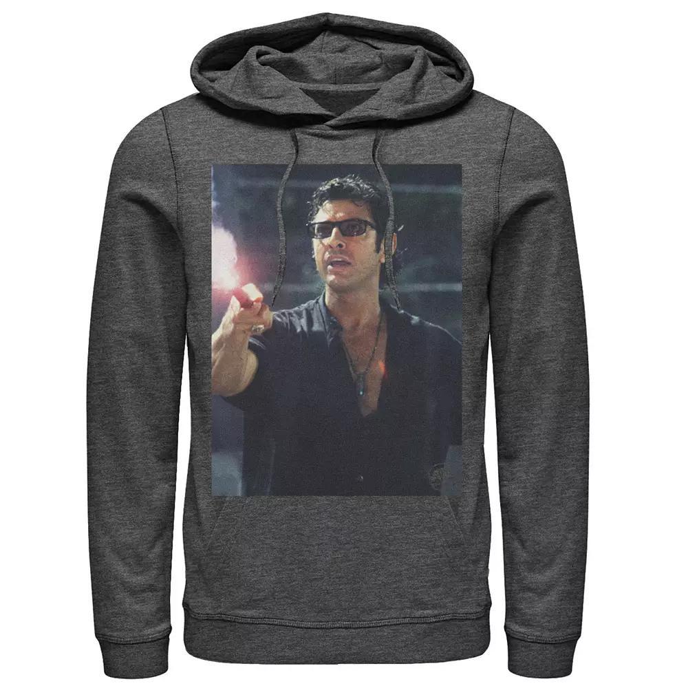 Men's Jurassic Park Ian Malcolm Road Flare Photo Hoodie, Size: Small, Grey Heather Product Image