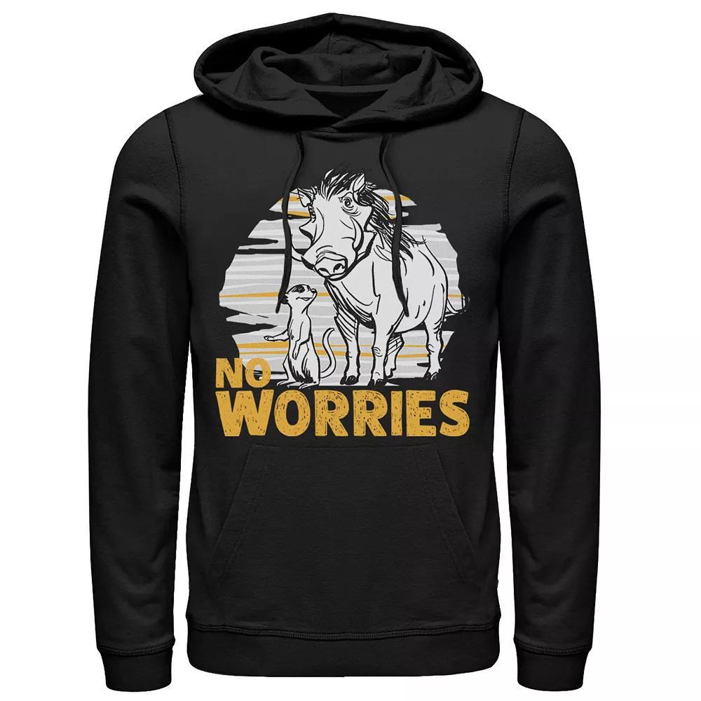 Disney's The Lion King Live Action Timon Pumbaa No Worries Men's Pullover Hoodie, Size: Medium, Black Product Image
