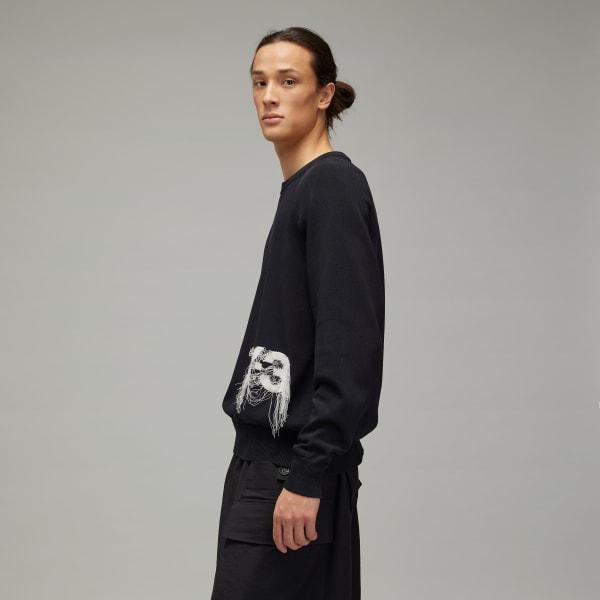 adidas Y-3 Logo Knit Crew Sweatshirt Black L Unisex Product Image
