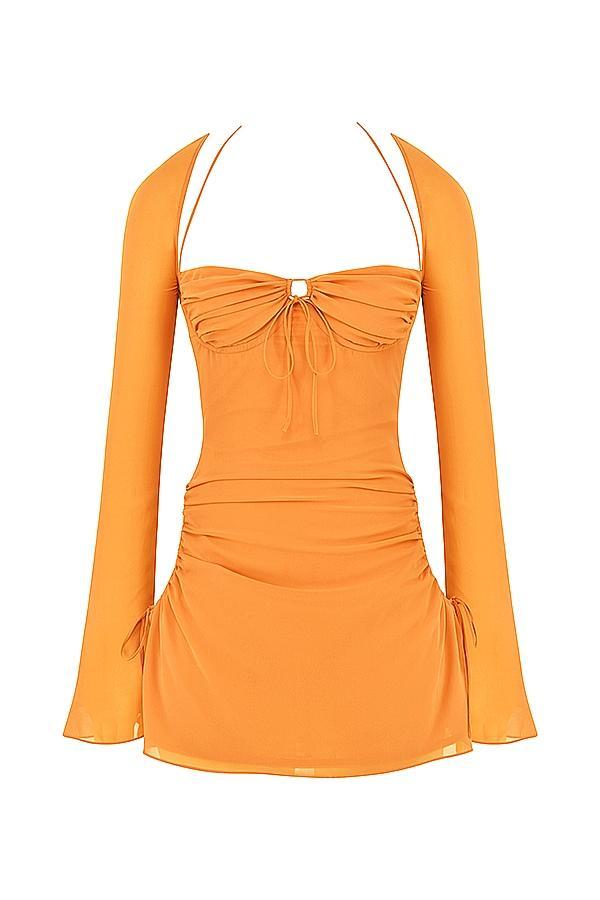 Baby  tangerine chiffon halter mini dress Product Image