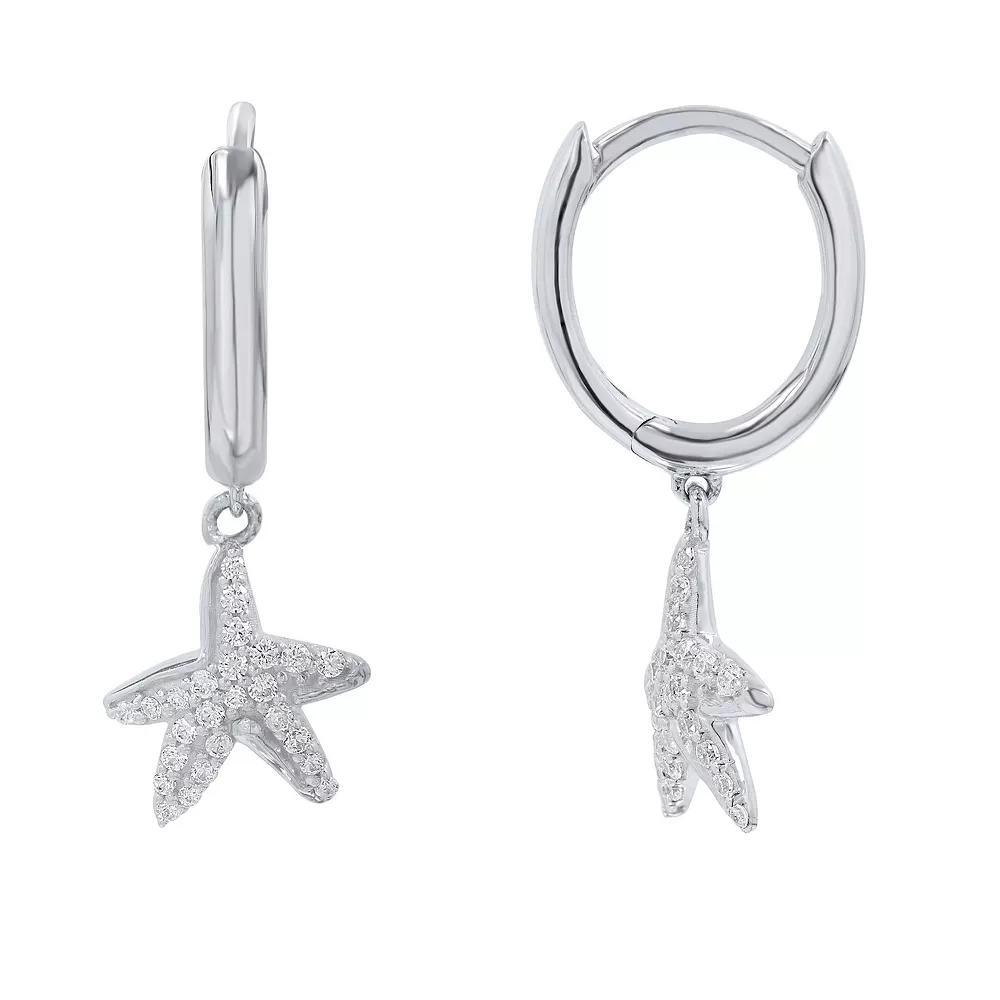 Sterling Silver 1/3 Carat T.W. Diamond Starfish Drop Earrings, Women's, Pink Tone Product Image