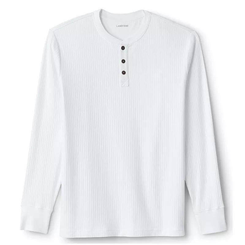 Men's Lands' End Ribbed Pajama Sleep Henley, Size: XXL, Grey Heather Product Image