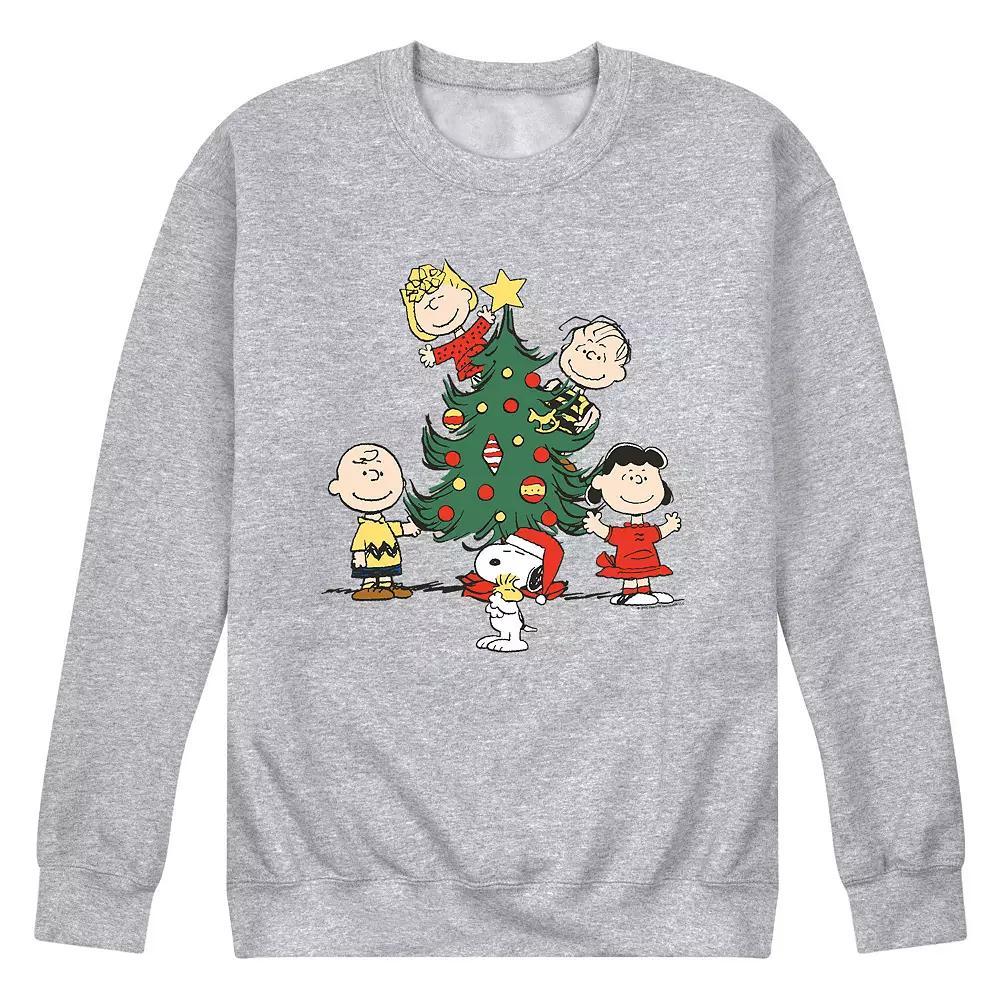 Men's Peanuts Oh Christmas Tree Sweatshirt, Size: Small, Athletic Grey Product Image