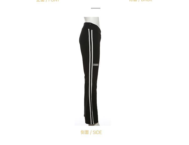 Low Waist Striped Lettering Flared Pants Product Image