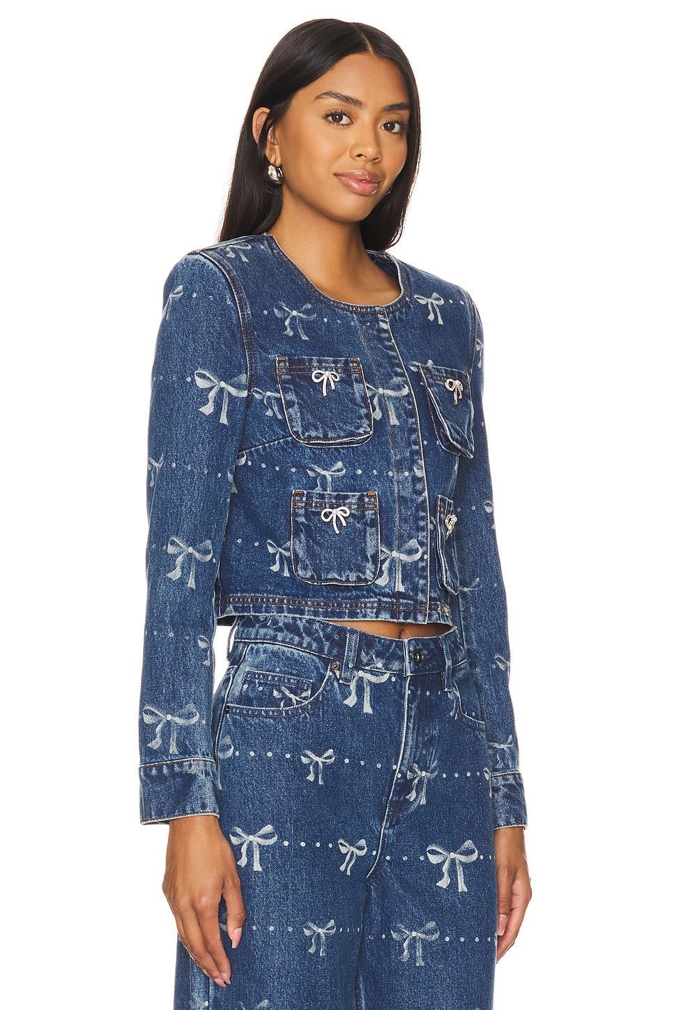 Bow Print Denim Jacket self-portrait Product Image