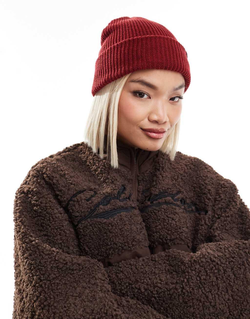 COLLUSION logo beanie in dark red Product Image