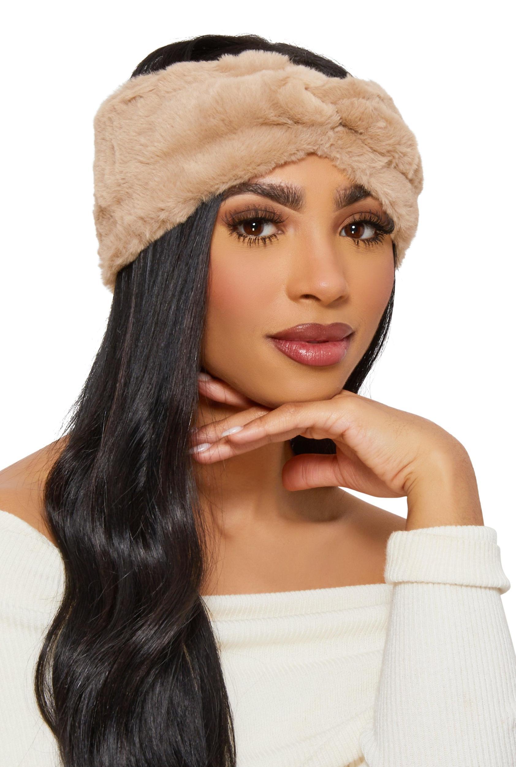 Twist Front Faux Fur Headband Female Product Image