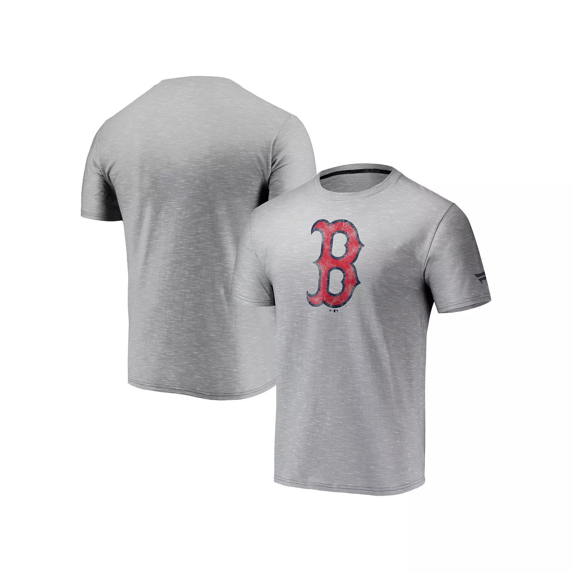 Men's Fanatics Branded Gray Boston Red Sox Team Logo Space-Dye T-Shirt, Size: Small, Grey Product Image