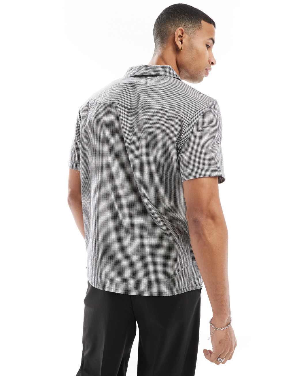 Another Influence gingham check short sleeve shirt in charcoal Product Image
