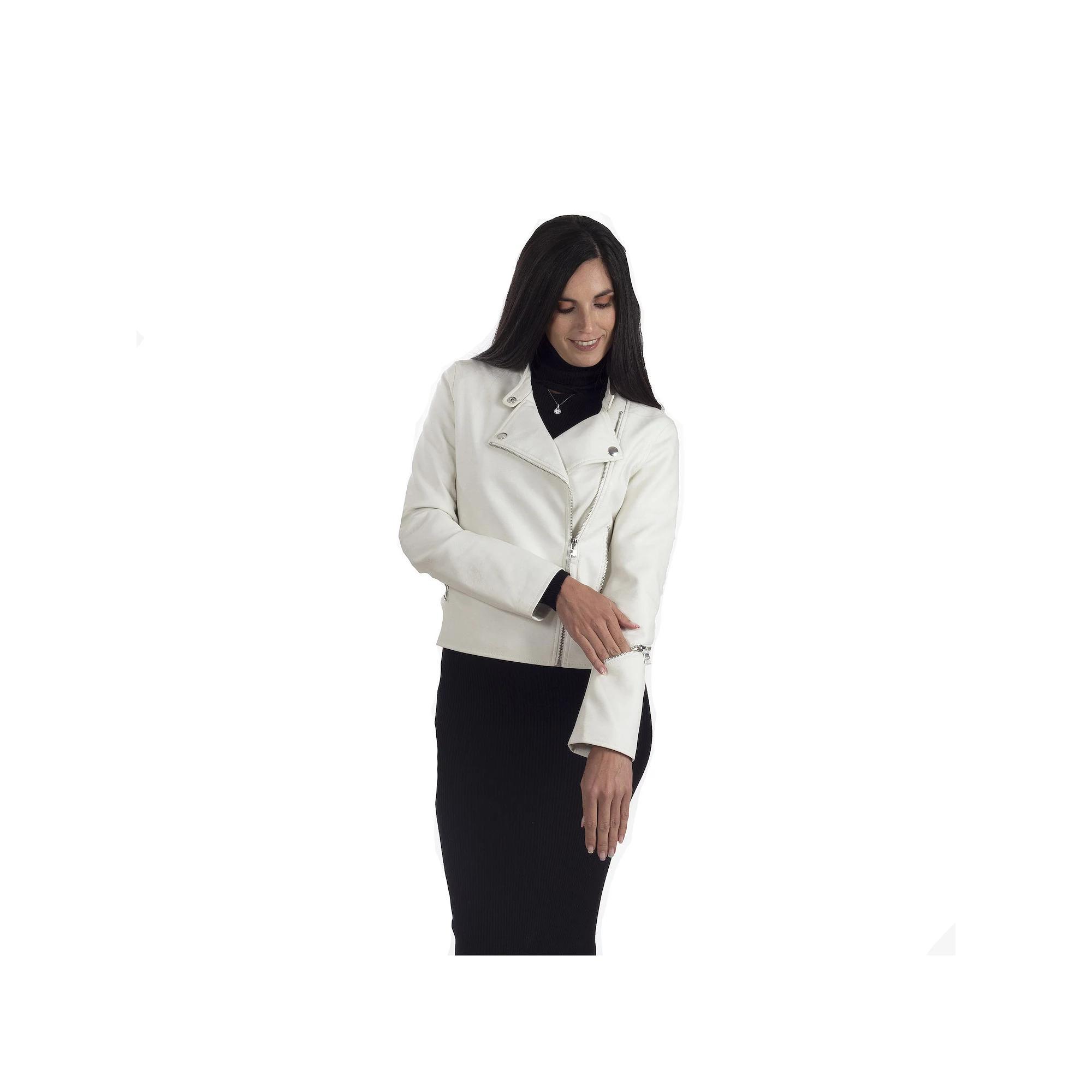 Women's Nine West Faux Leather Moto Jacket, Size: Large, White Product Image
