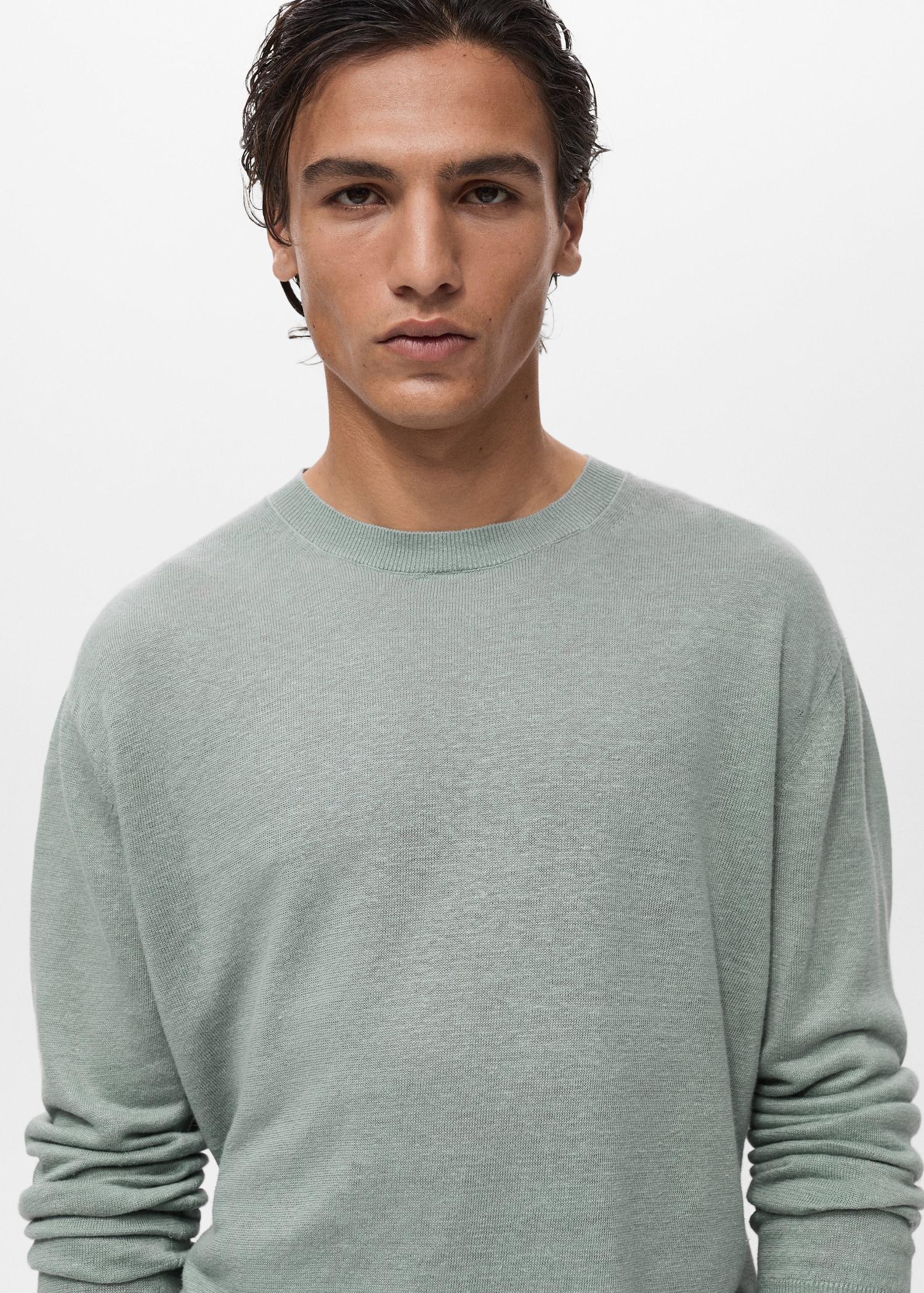 100% linen flowy sweater - Men | MANGO USA Product Image