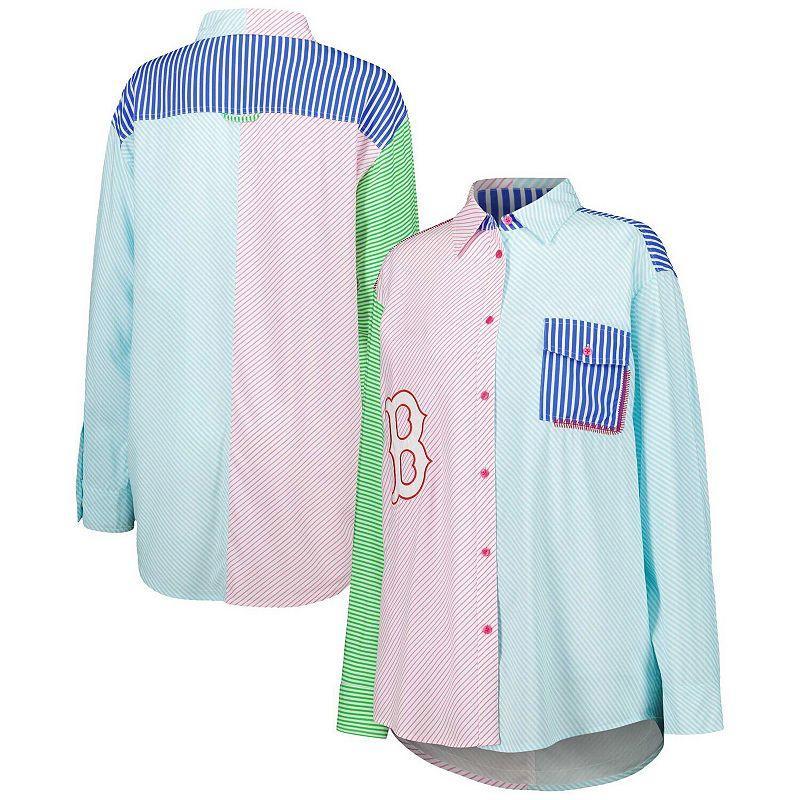 Women's Red/Blue Boston Red Sox Button-Up Shirt, Size: XL Product Image