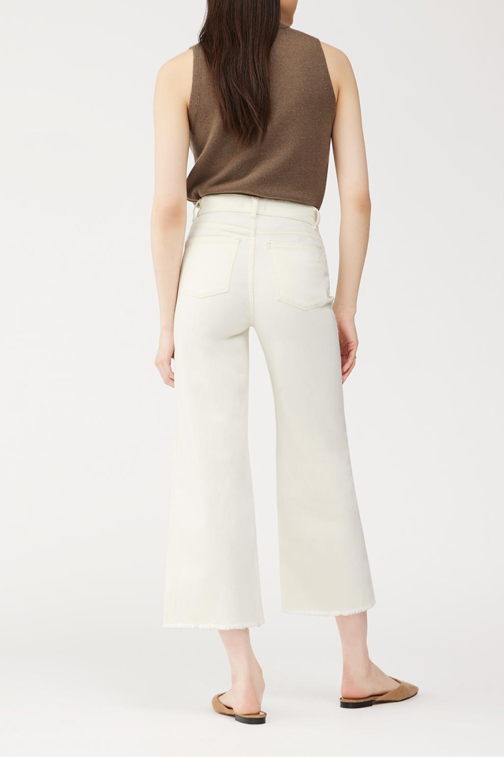 Hepburn Wide Leg High Rise Vintage Ankle Jeans - Eggshell Product Image