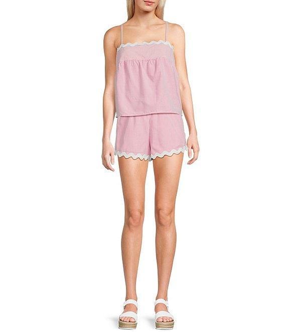 Evolutionary Striped Square Neck Ricrac Trim Coordinating Tank Top Product Image