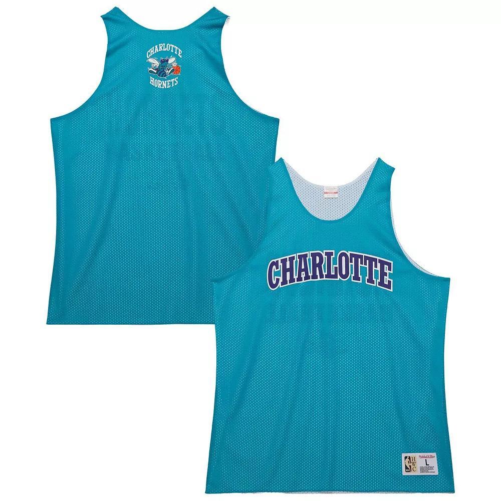 Men's Mitchell & Ness Teal/White Charlotte Hornets Hardwood Classics Reversible Mesh Practice Jersey, Size: Medium, Chr Blue Product Image