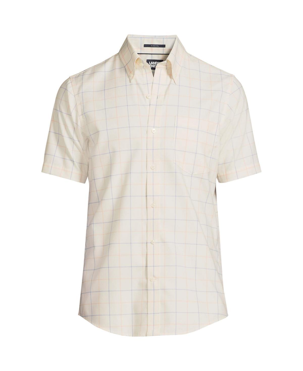 Big & Tall Lands' End No-Iron Button-Down Shirt, Men's, Size: Large Tall, Rain Blue Windowpane Product Image