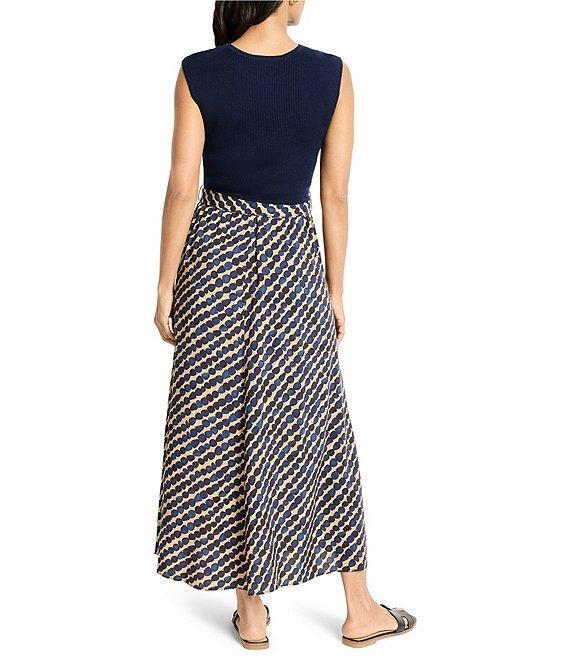 NIC + ZOE Pebble Dream Mixed Media Round Neck Cap Sleeve Tie Waist Maxi Dress Product Image