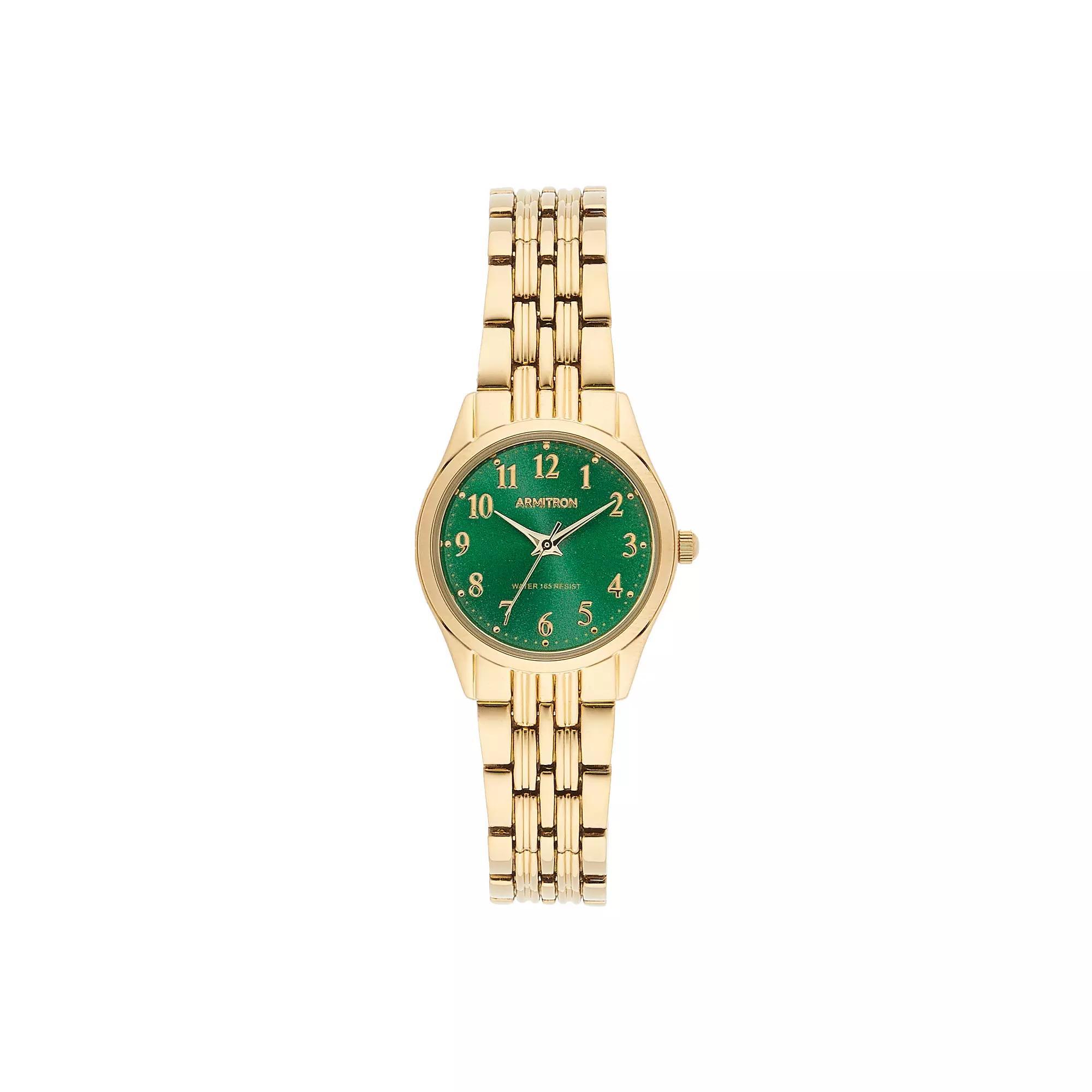 Armitron Women's Gold Tone Green Dial Watch - 75-5304GNGP, Size: Small Product Image