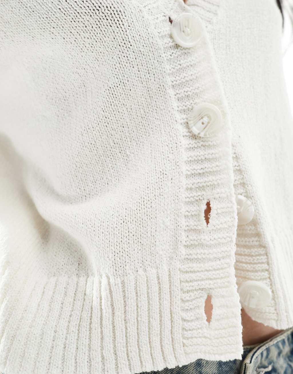 Stradivarius rustic knit cardigan in vanilla  Product Image
