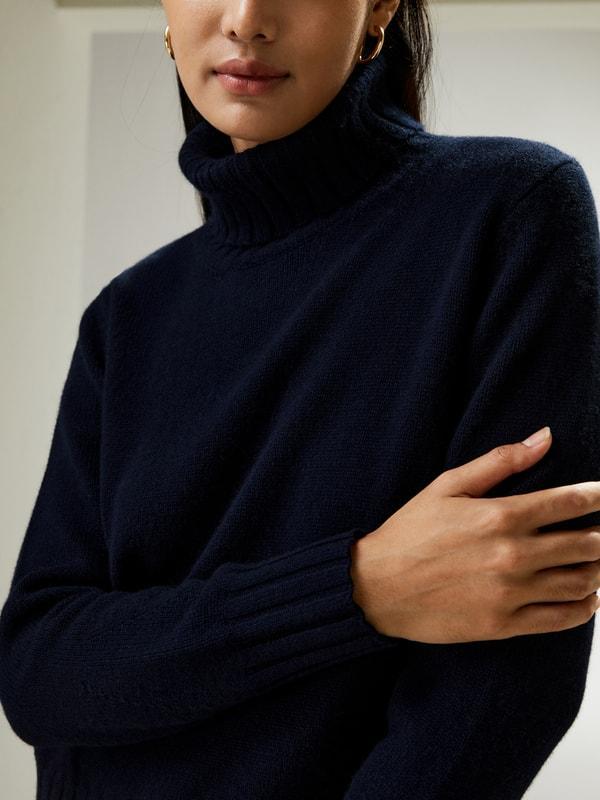 Turtleneck Sweater with Rib Hemline Product Image