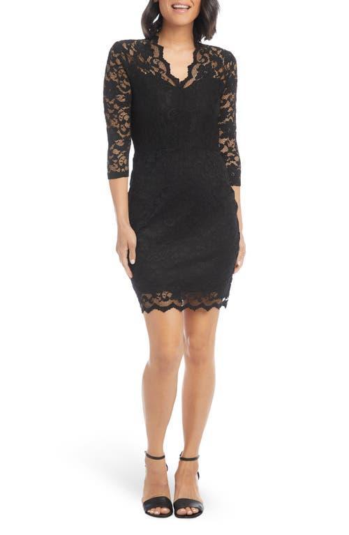 Karen Kane V-Neck Scallop Hem 34 Sleeve Sheath Lace Dress Product Image