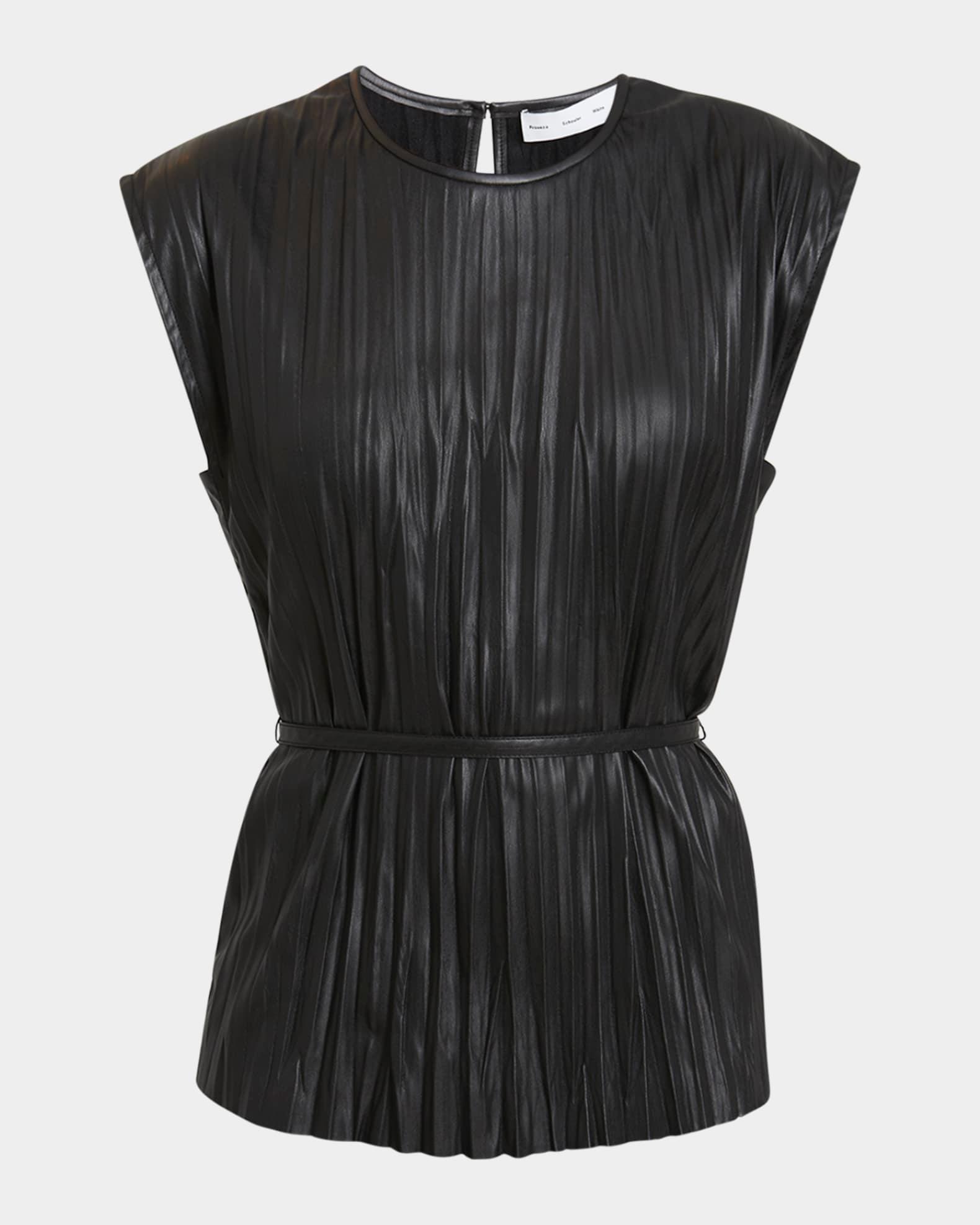 Lyra Pleated Faux-Leather Top Product Image