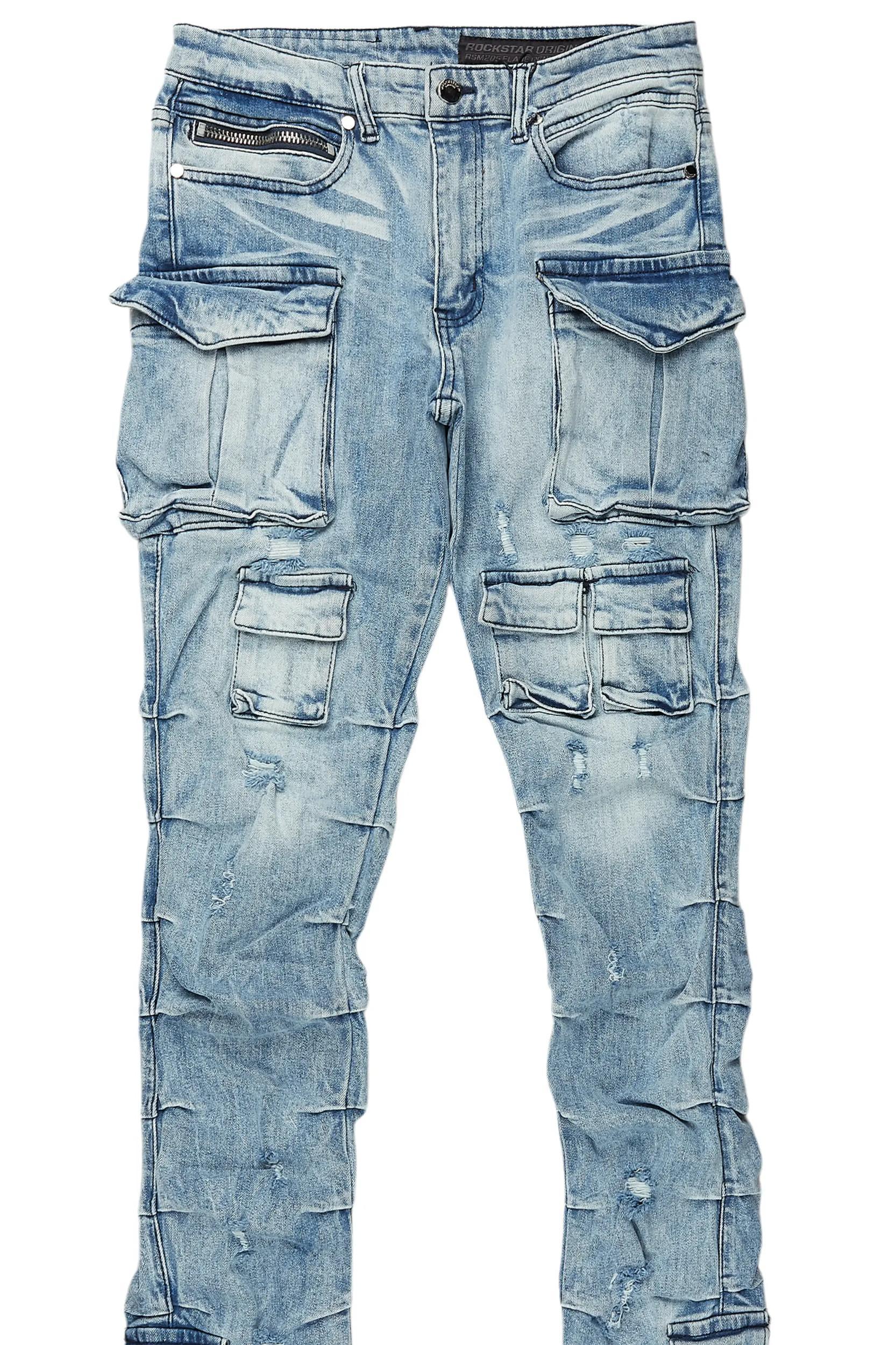 Gentry Light Blue Stacked Flare Jean Male Product Image