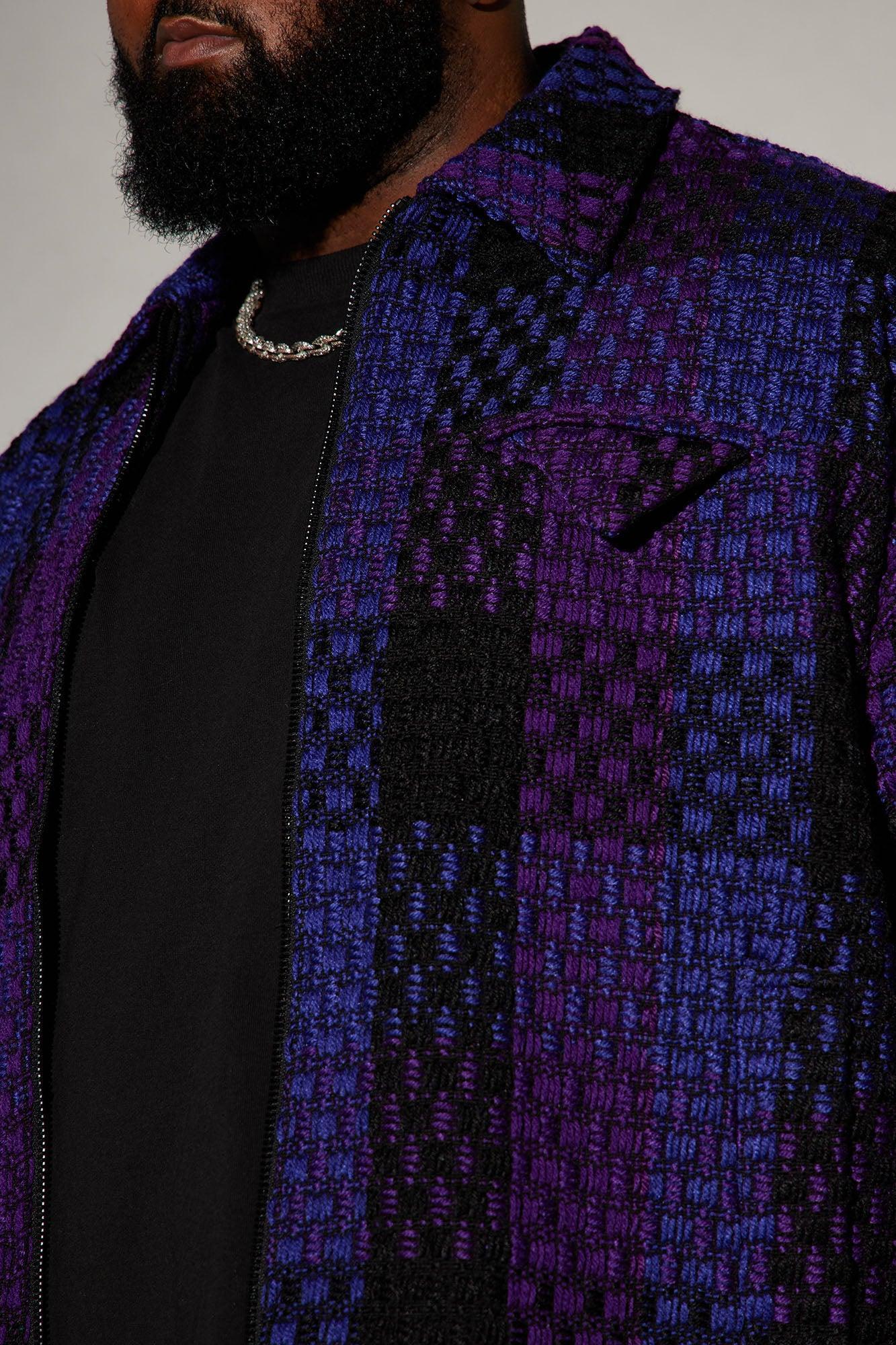 Beverly Tweed Cropped Chore Jacket - Purple/combo Product Image