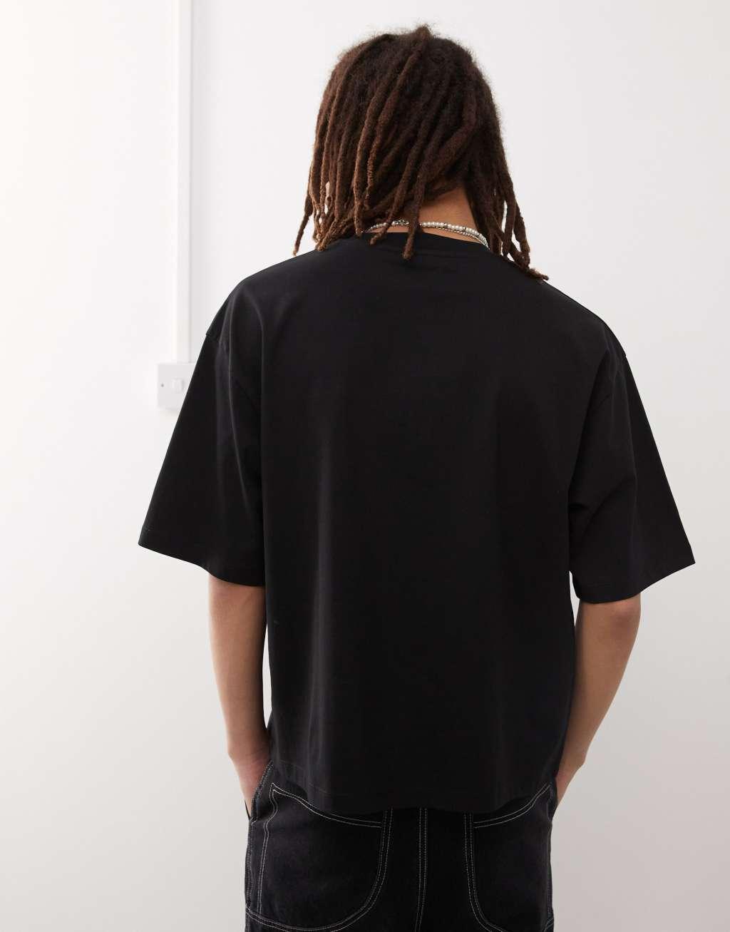 COLLUSION black boxy t-shirt with graphic print  Product Image