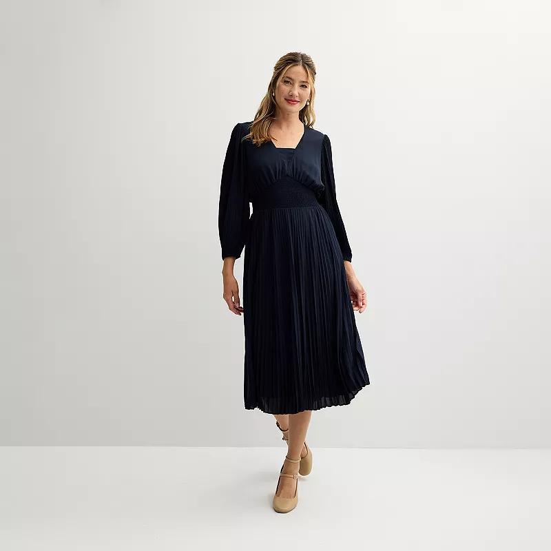 Womens Nanette Lepore Pleated Fit & Flare Dress Blue Product Image