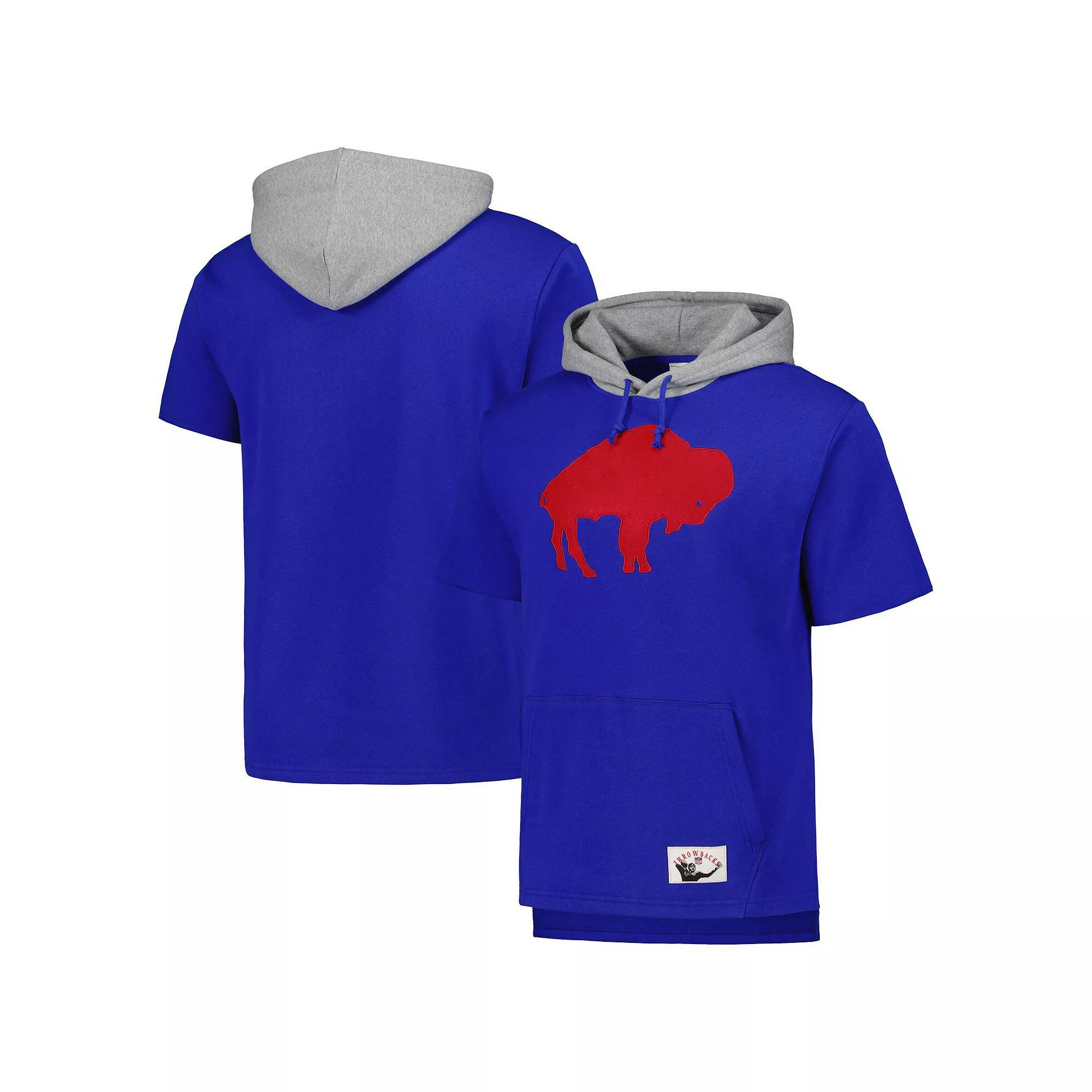 Men's Mitchell & Ness Royal Buffalo Bills Postgame Short Sleeve Hoodie, Size: 3XL, Blue Product Image