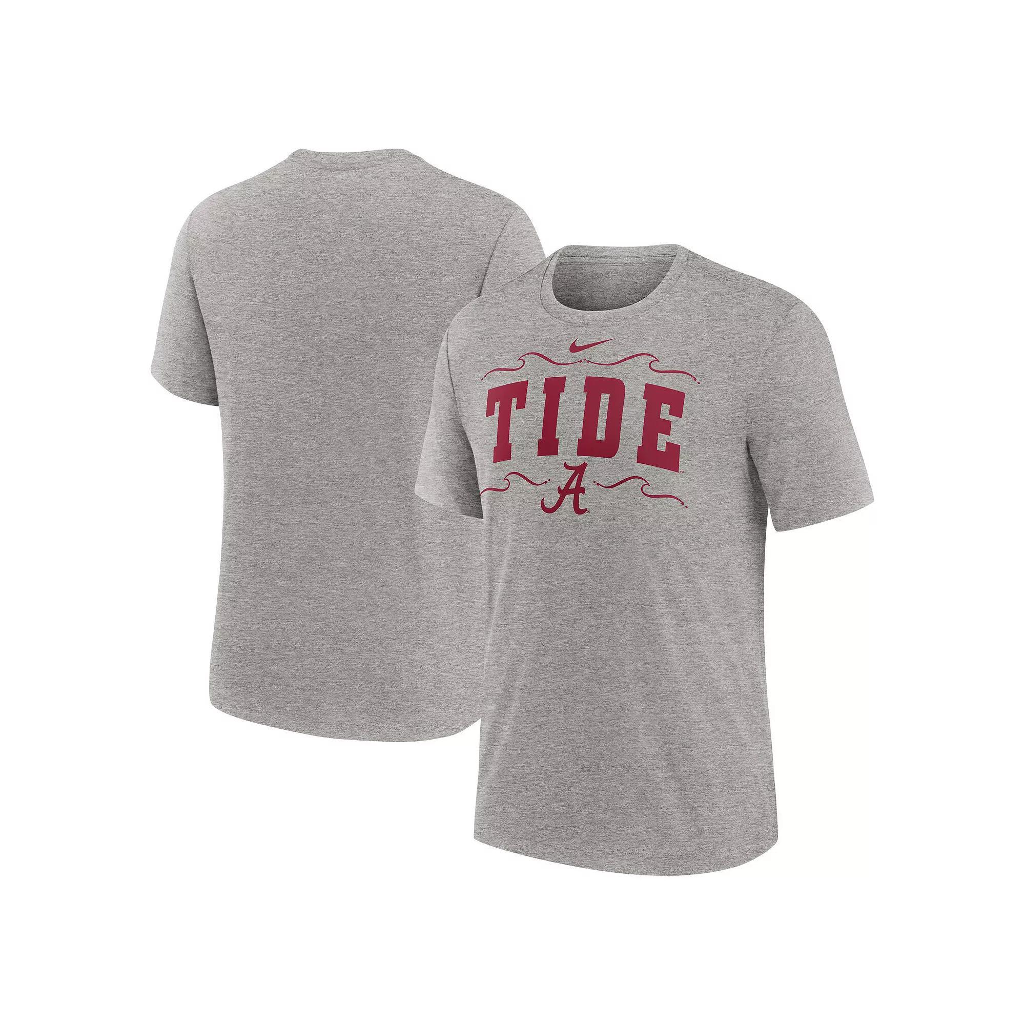 Men's Nike Heather Gray Alabama Crimson Tide Campus Local Tri-Blend T-Shirt, Size: Medium, Grey Product Image
