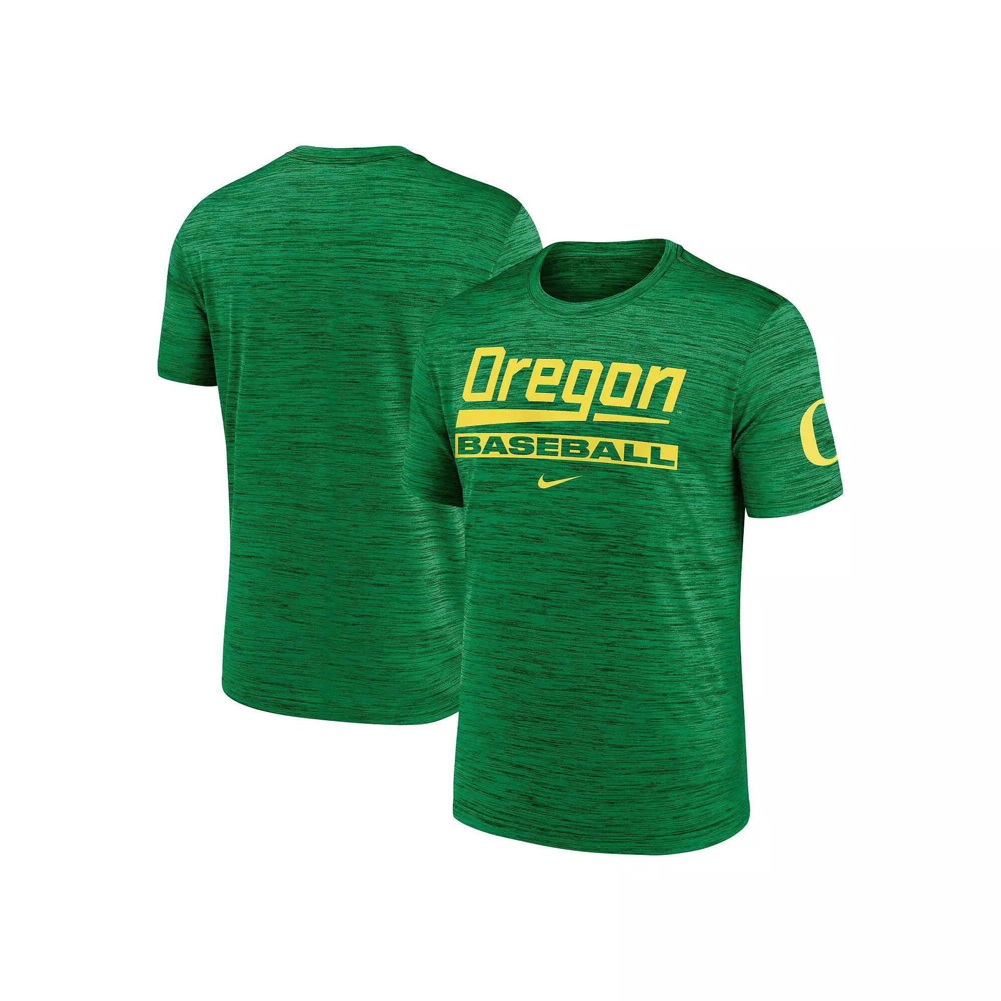 Men's Nike Green Oregon Ducks Velocity Baseball Wordmark Stack Performance T-Shirt, Size: Large Product Image