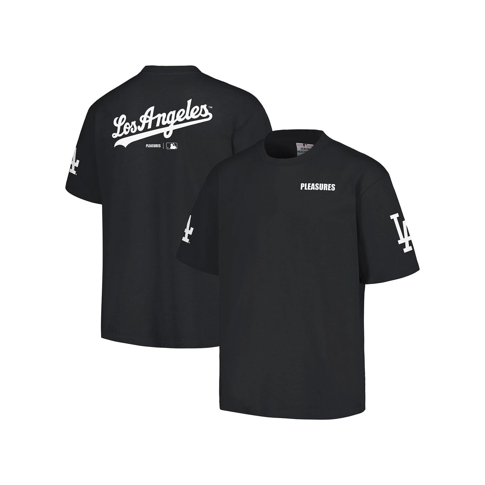 Men's PLEASURES  Black Los Angeles Dodgers Team T-Shirt, Size: Small Product Image