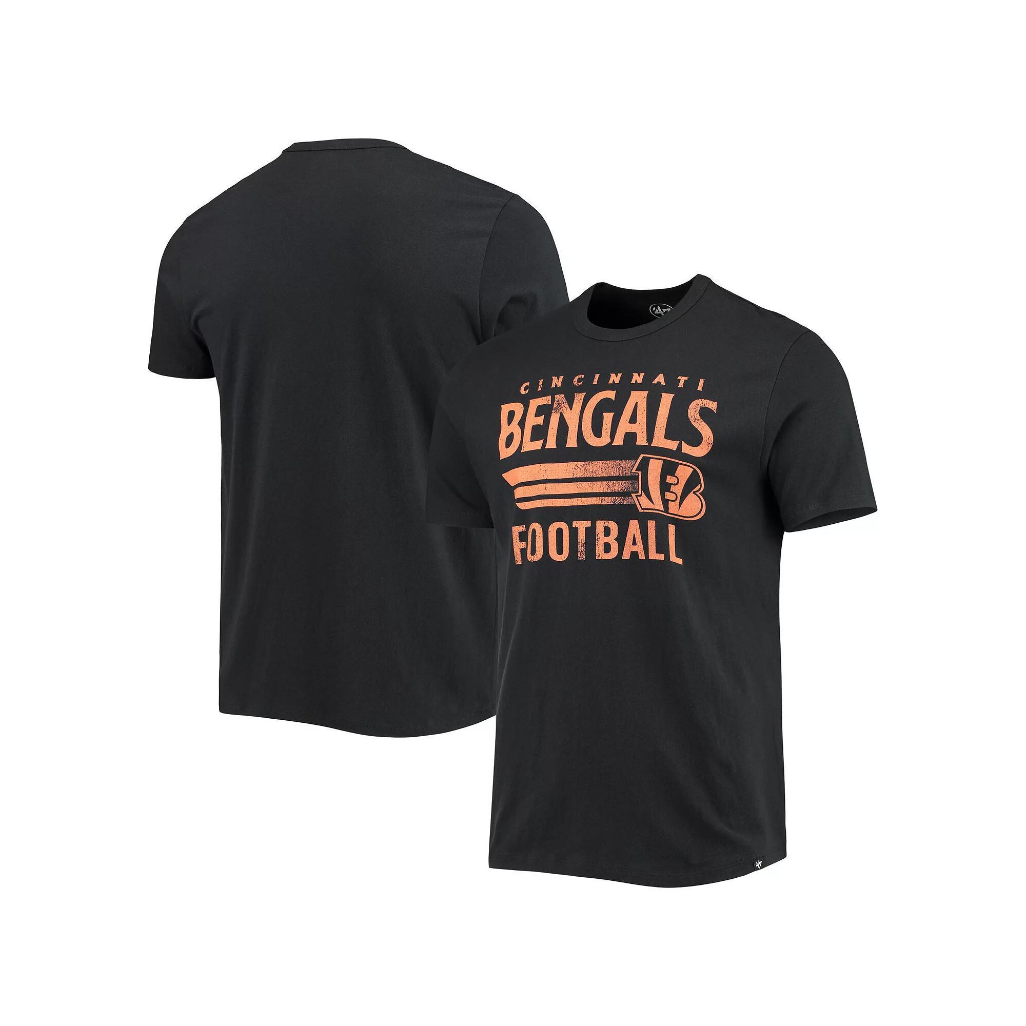 Men's '47 Black Cincinnati Bengals Conrider Franklin T-Shirt, Size: Medium Product Image