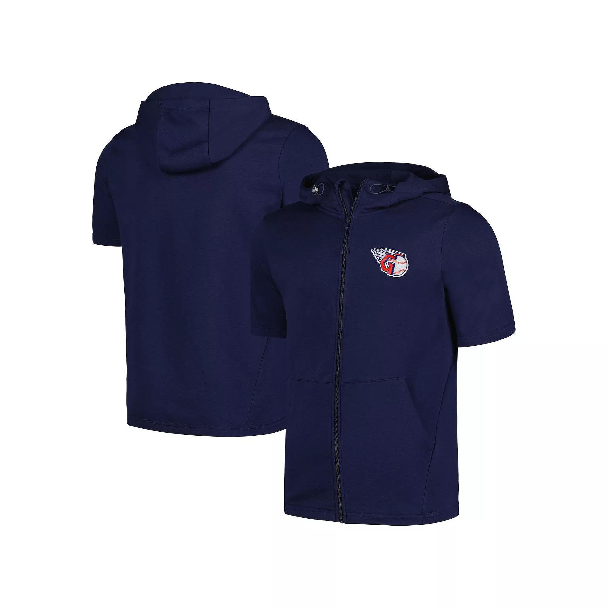 Men's Levelwear Navy Cleveland Guardians Recruit Short Sleeve Full-Zip Hoodie, Size: XL, Grd Blue Product Image