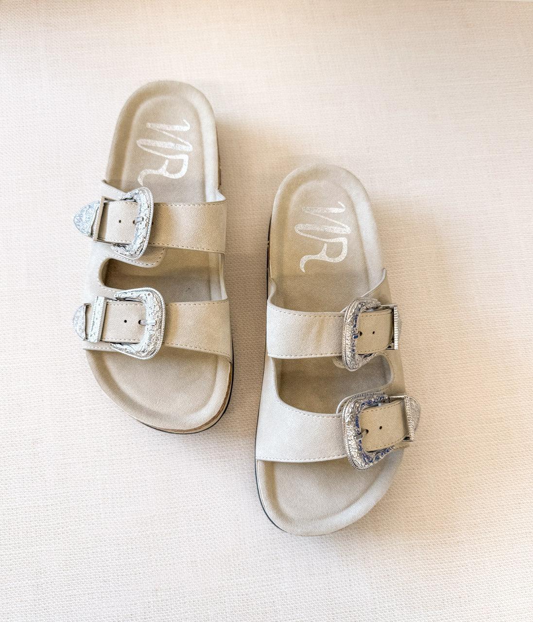 Mickie Western Slides in Cream Product Image
