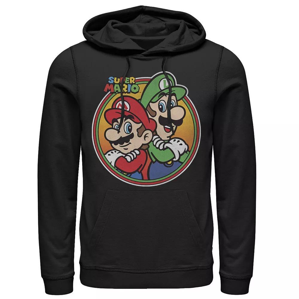 Men's Nintendo Super Mario & Luigi Brothers Circle Hoodie, Size: XXL, Black Product Image