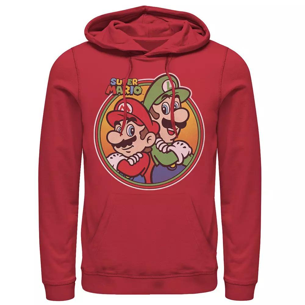 Men's Nintendo Super Mario & Luigi Brothers Circle Hoodie, Size: XXL, Black Product Image