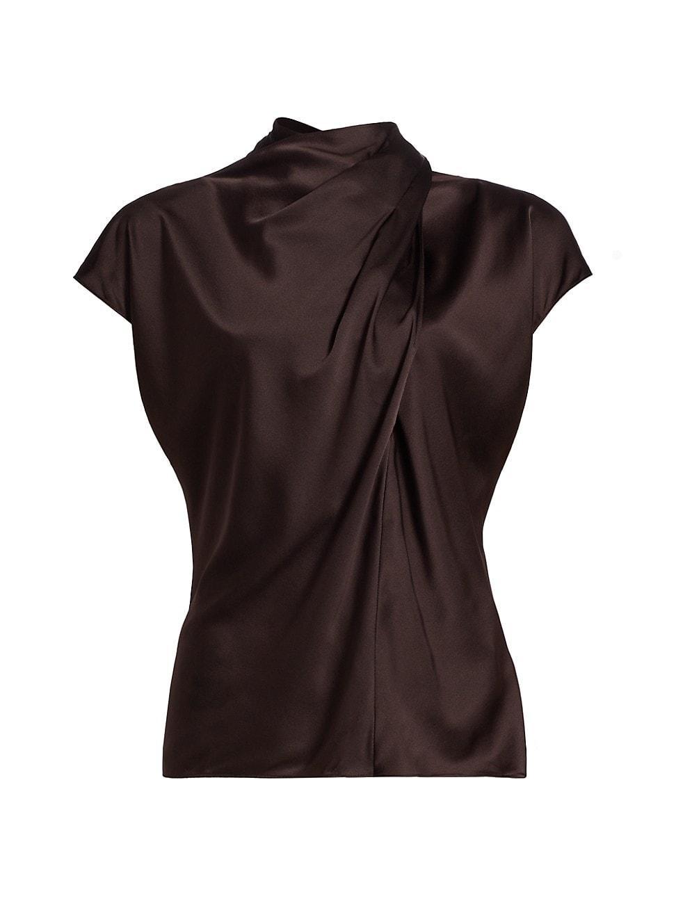 Womens Leilany Silk-Blend Wrap Top Product Image