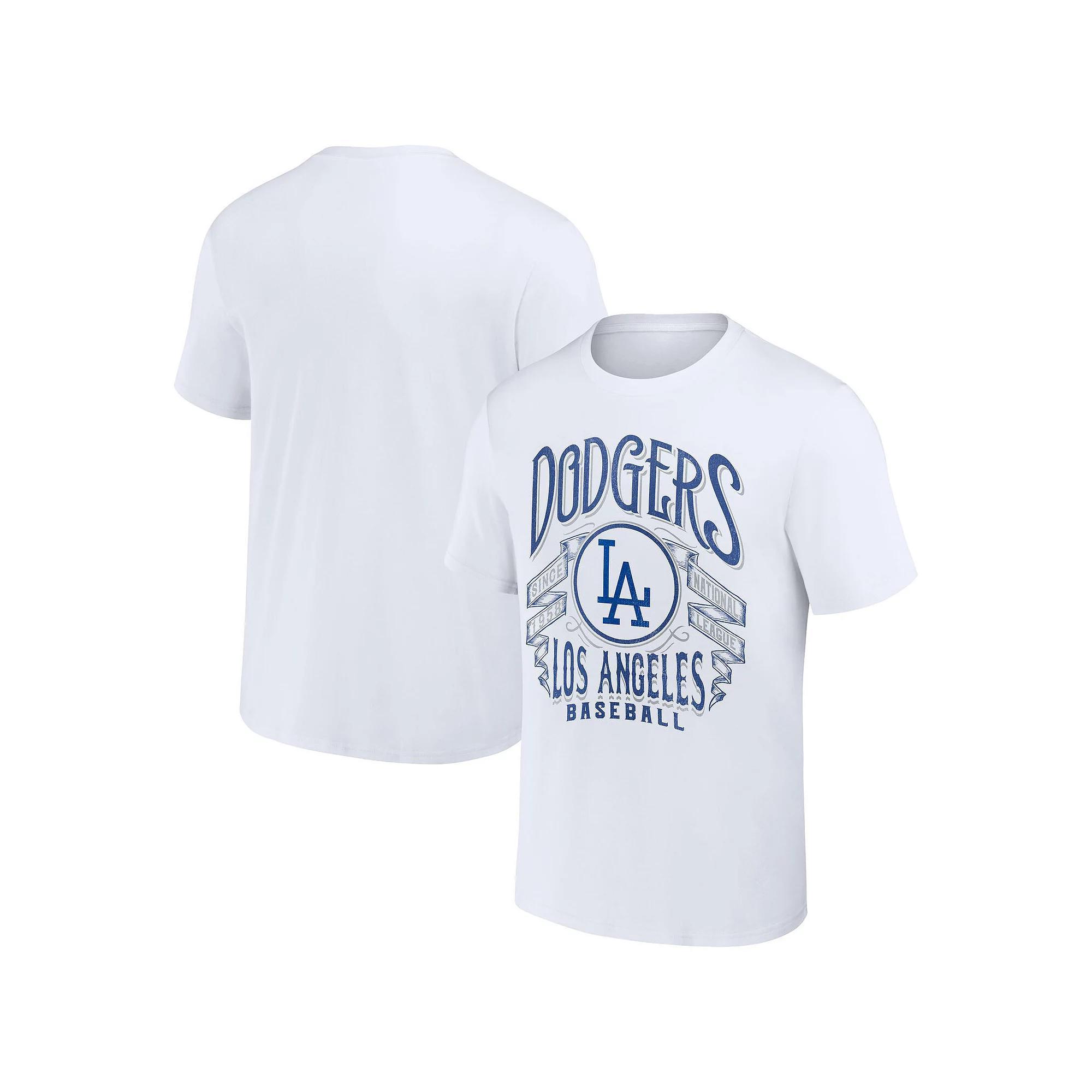 Men's Darius Rucker Collection by Fanatics White Los Angeles Dodgers Distressed Rock T-Shirt, Size: Medium Product Image