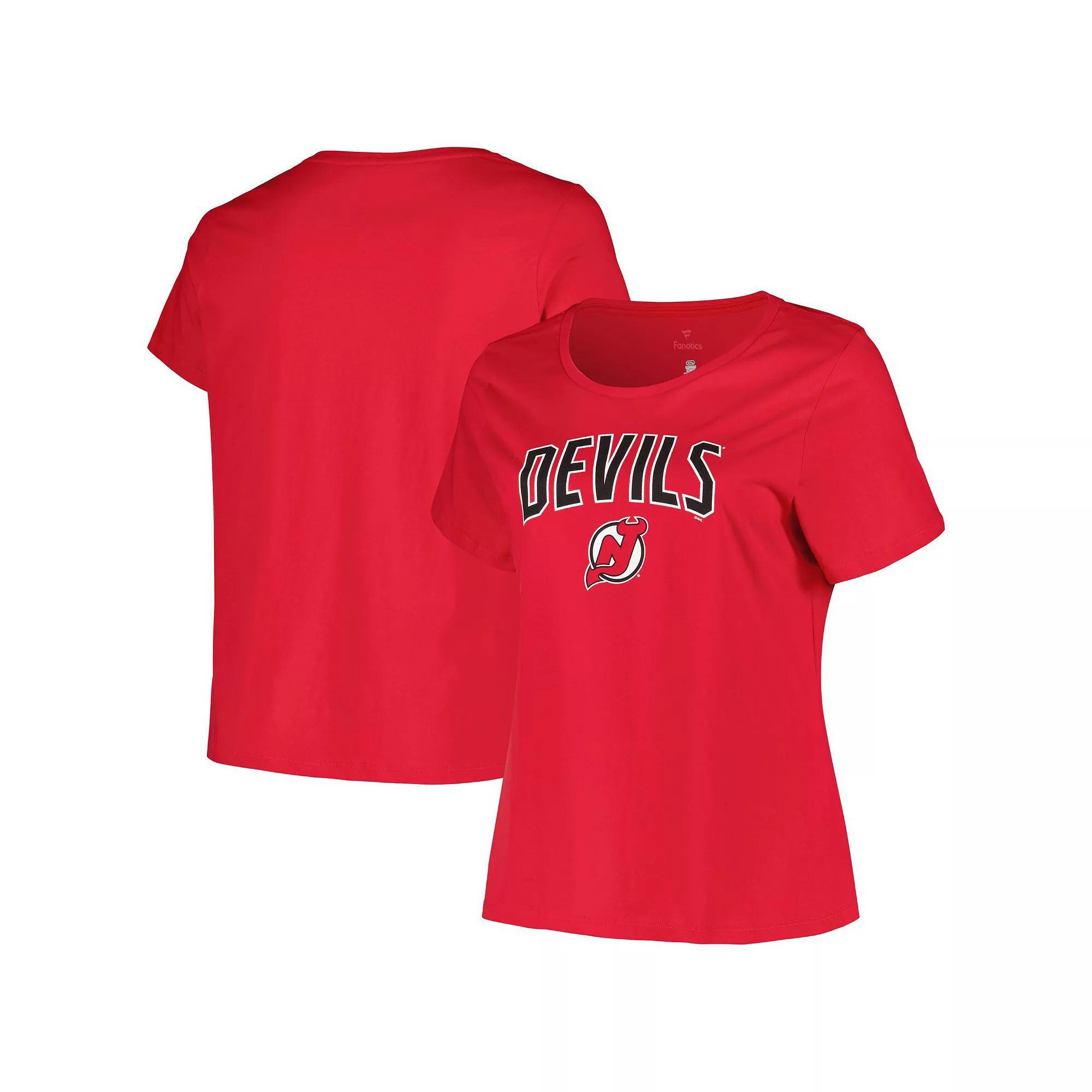 Women's Profile Red New Jersey Devils Plus Size Arch Over Logo T-Shirt, Size: 2XL, Nhl Red Product Image