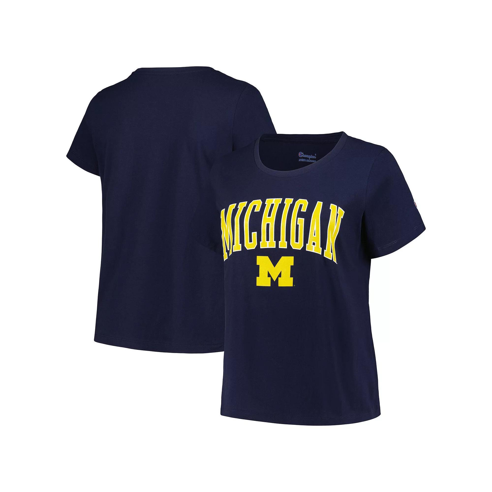 Women's Profile Navy Michigan Wolverines Plus Size Arch Over Logo Scoop Neck T-Shirt, Size: 3XL, Blue Product Image
