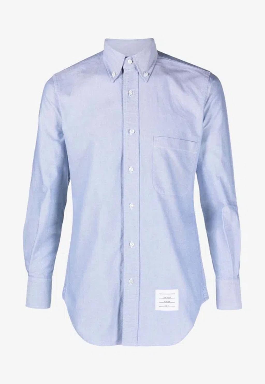 THOM BROWNE Classic Fit Cotton Button-down Shirt In Light Blue Product Image