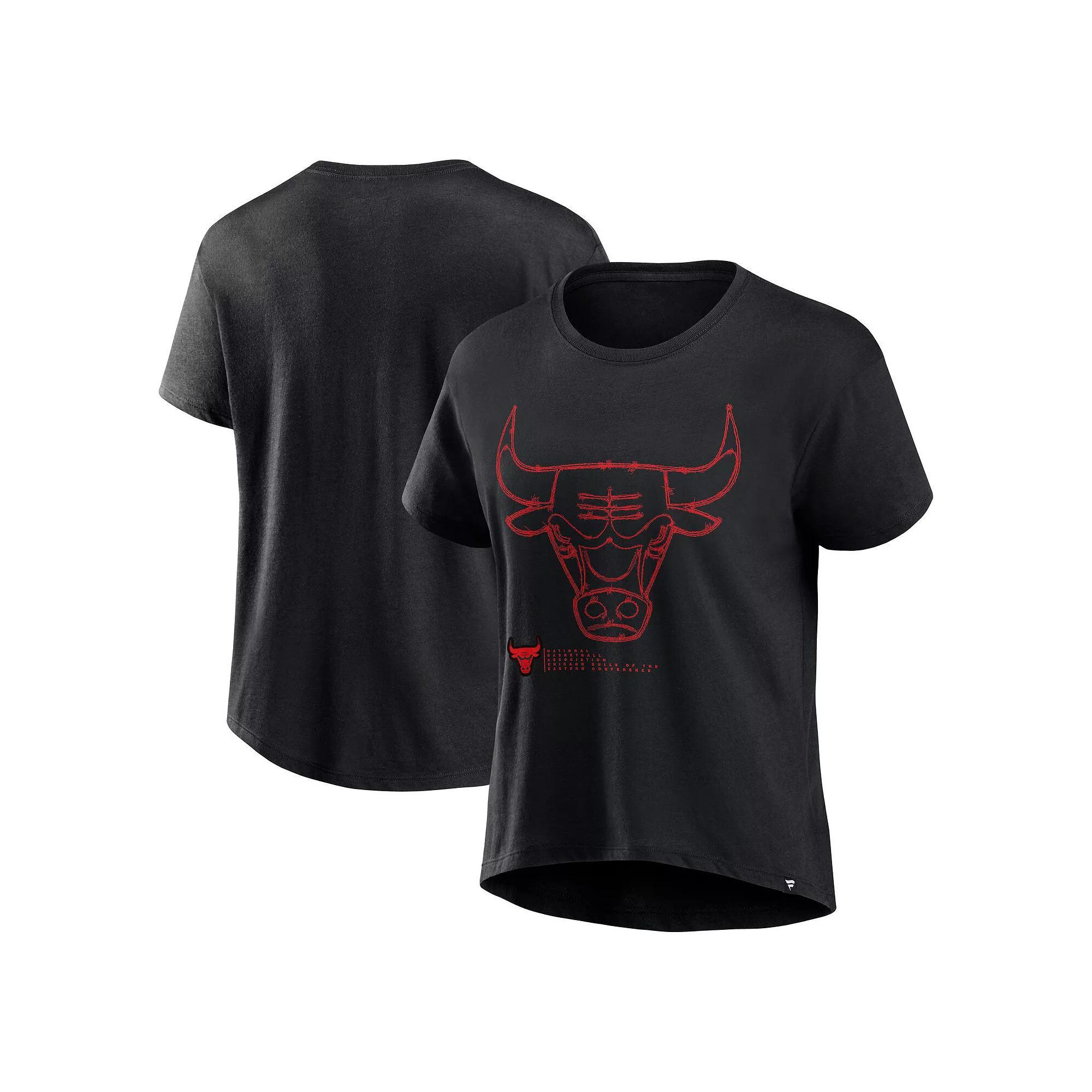 Women's Fanatics  Black Chicago Bulls Hand Check T-Shirt, Size: XL Product Image