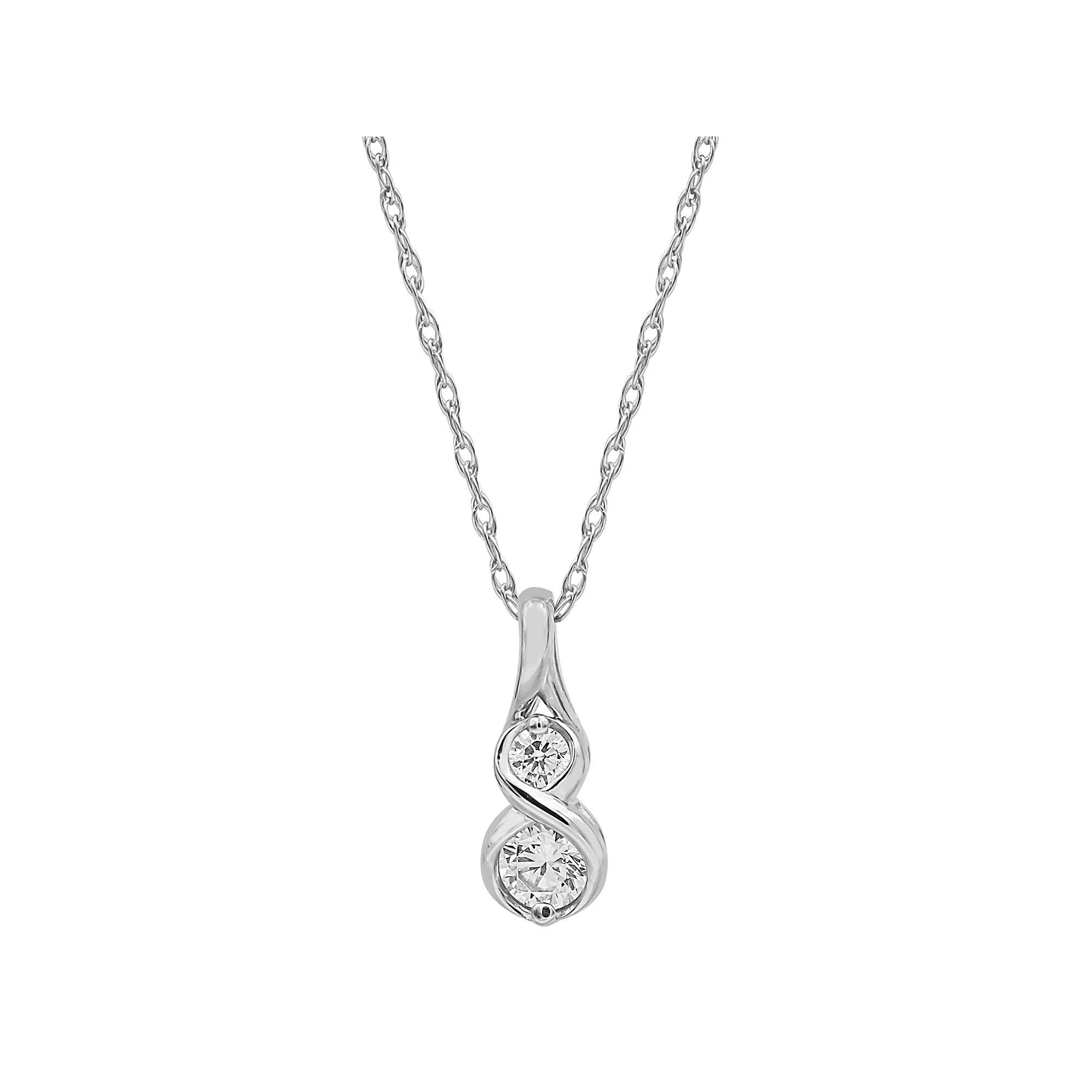 Together As One 10k Gold 1/4 Carat T.W. IGI Certified Diamond Infinity Pendant Necklace, Women's, Size: 18", 10k White Gold Product Image