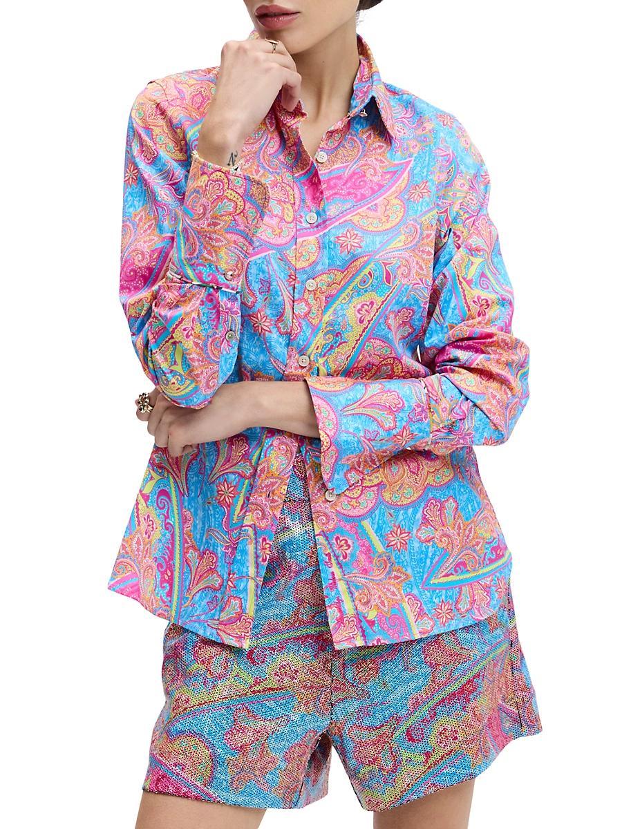 Womens Priscilla Paisley Stretch-Cotton Shirt Product Image