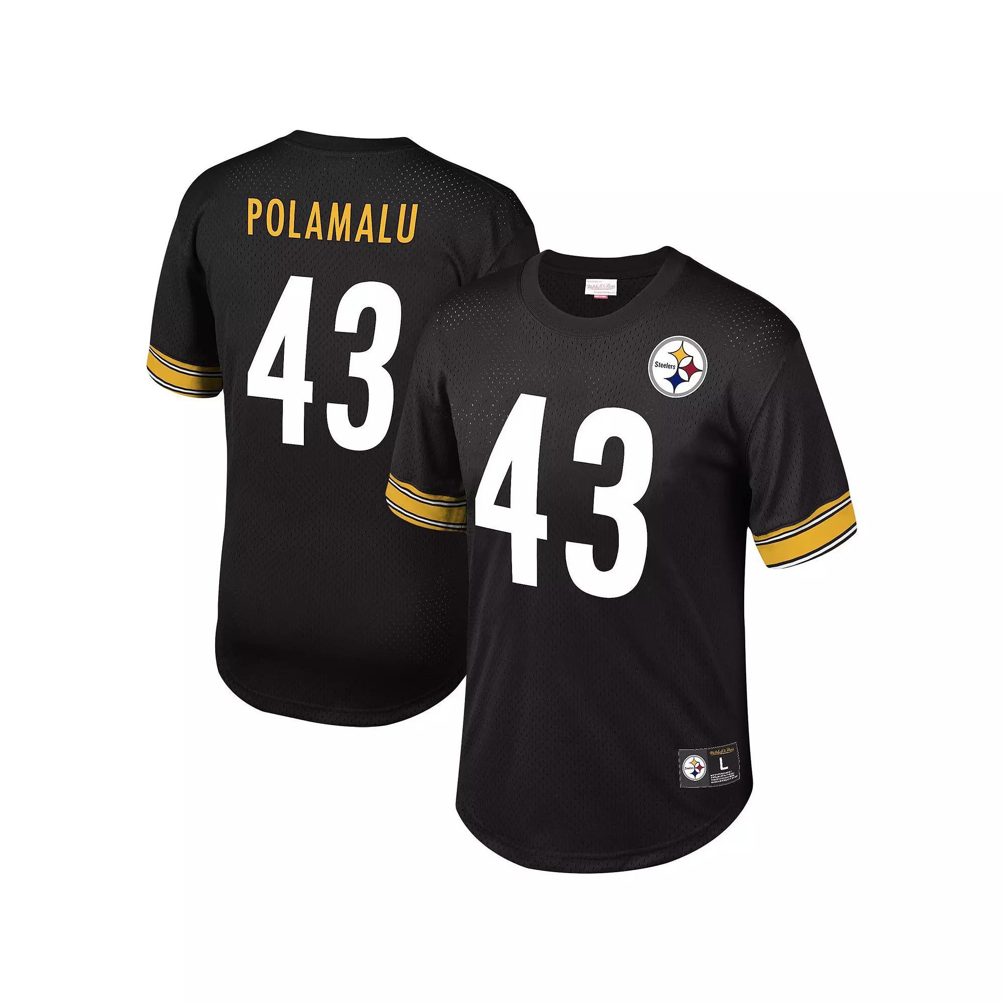 Mens Mitchell & Ness Troy Polamalu Pittsburgh Steelers Retired Player Name & Number Mesh Top Product Image