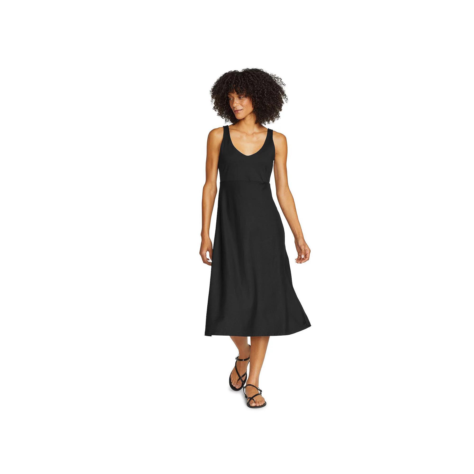 Petite Eddie Bauer Aster Tank Top Midi Dress, Women's, Size: Large, Black Product Image